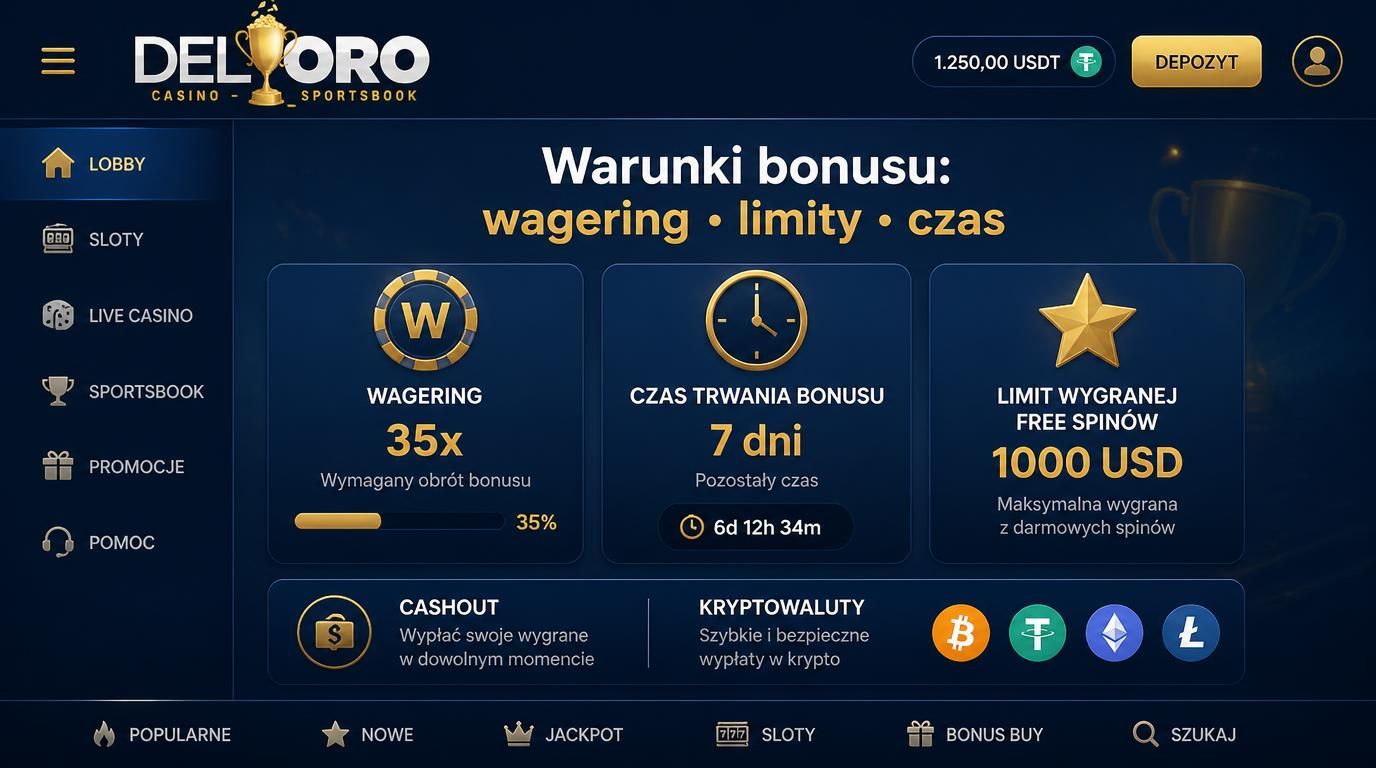  widok warunków bonusowych, wagering i szybki cashout 